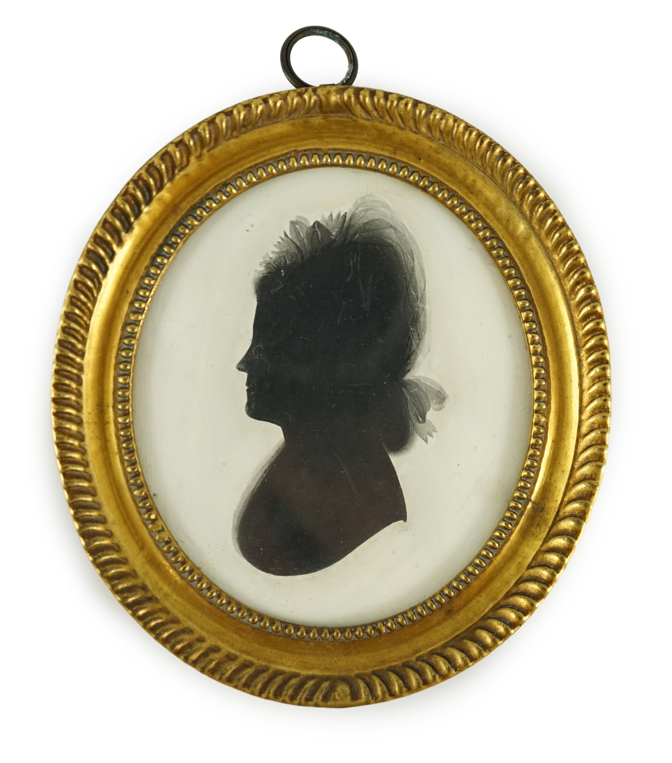 John Miers (1756-1821) and John Field (1772-1848), Silhouette of a lady, painted plaster, 7.5 x 6.5cm.